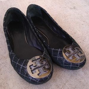 Size 9 Tory Burch Black & Silver Flats